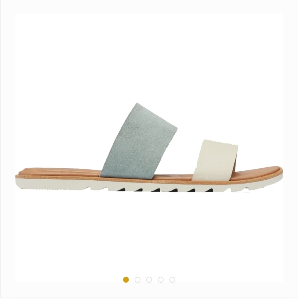 Sorel Two-Band Slide Sandal in Light Blue and Cream